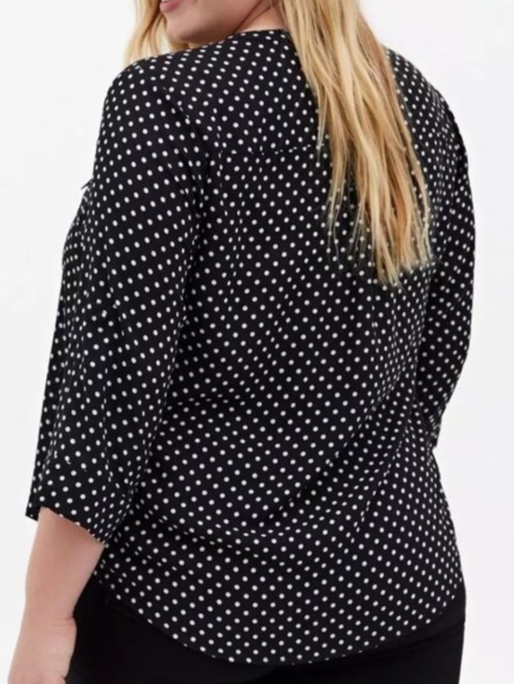 Torrid Harper Georgette Polka Dot 3/4 Blouse - Picture 2 of 4